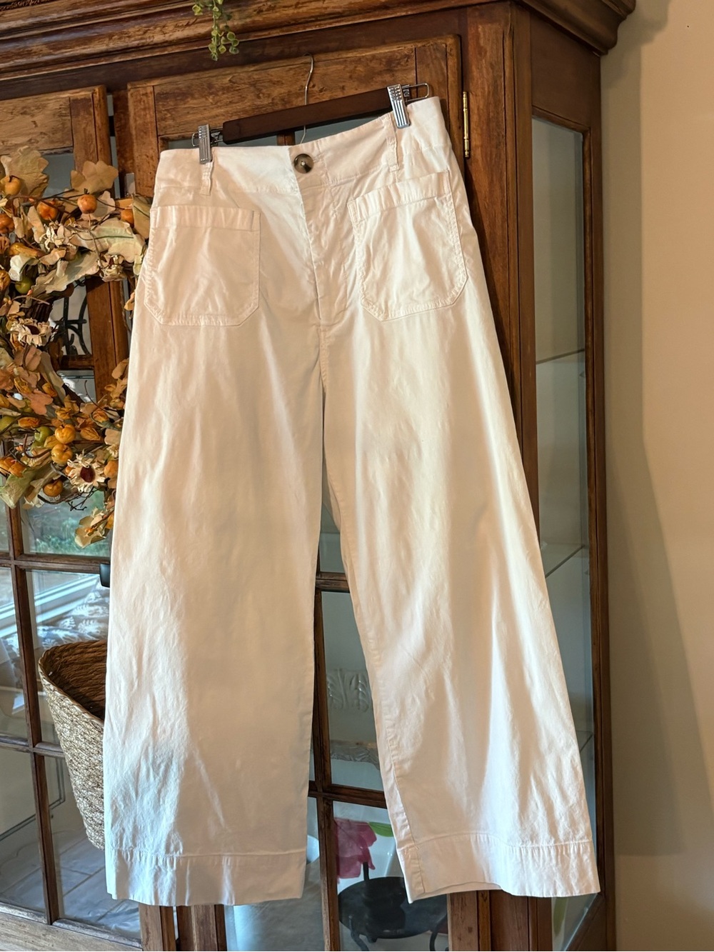 Anthropologie Maeve White Wide-Leg High-Rise Pants